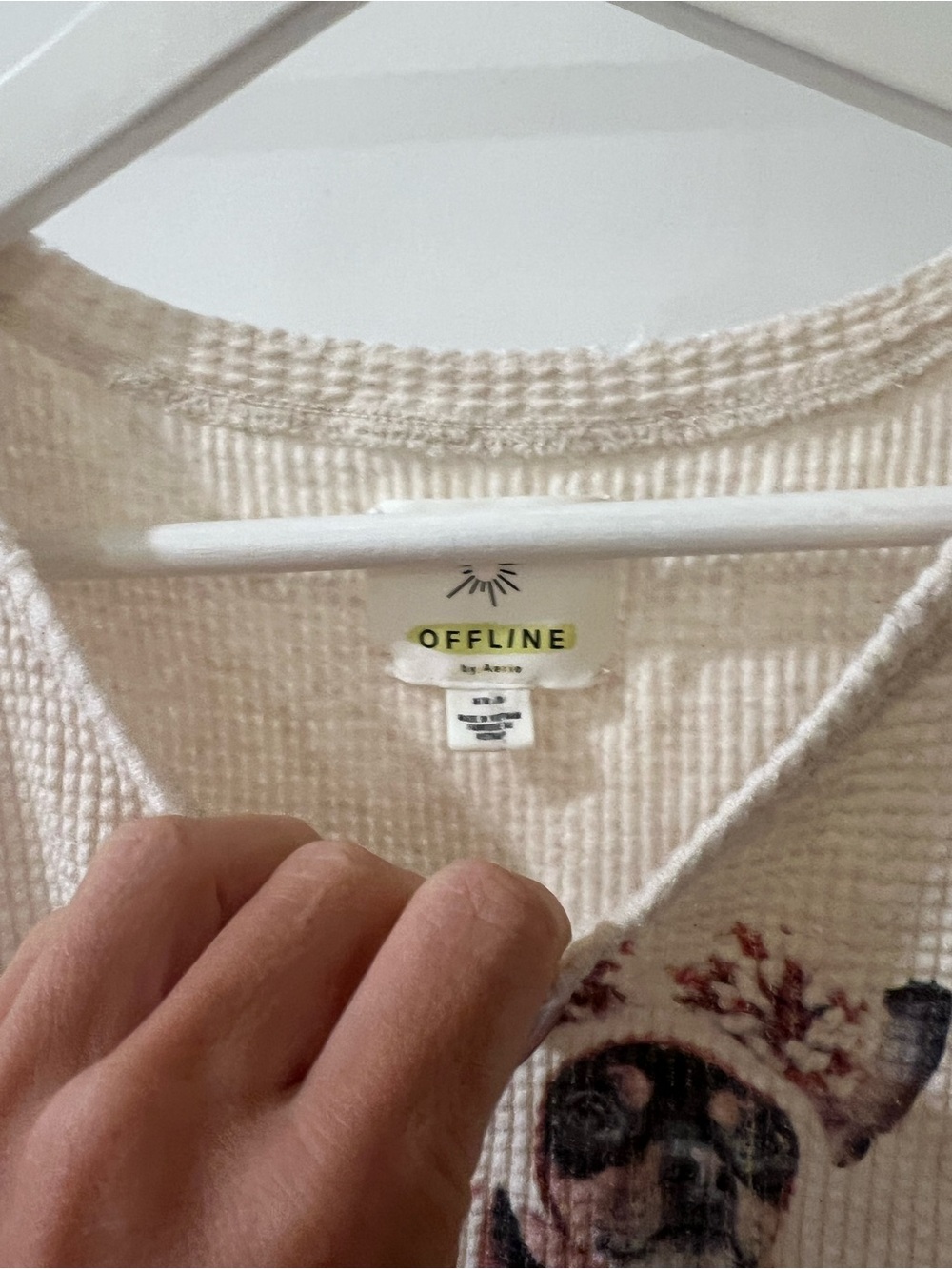 Offline by Aerie Cream Waffle-Knit Tank with Dog Graphic - Picture 3 of 4